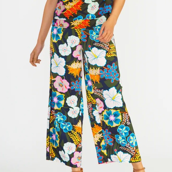 Tropical Print cropped pants silky and easy perfect for spring summer - Picture 2 of 11
